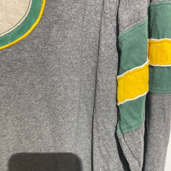 Vintage Majestic Men's Gray Green Bay Packers Patch Logo Long Sleeve T-Shirt Lar - Picture 4 of 8